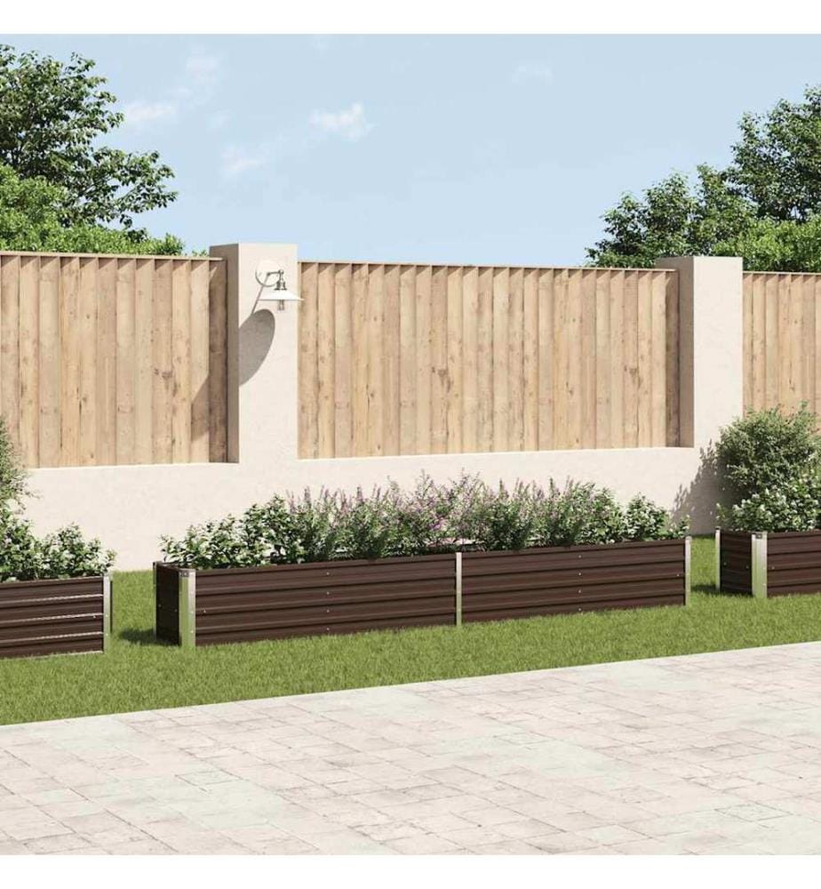 Lit surélevé de jardin Acier galvanisé 320x40x45 cm Marron