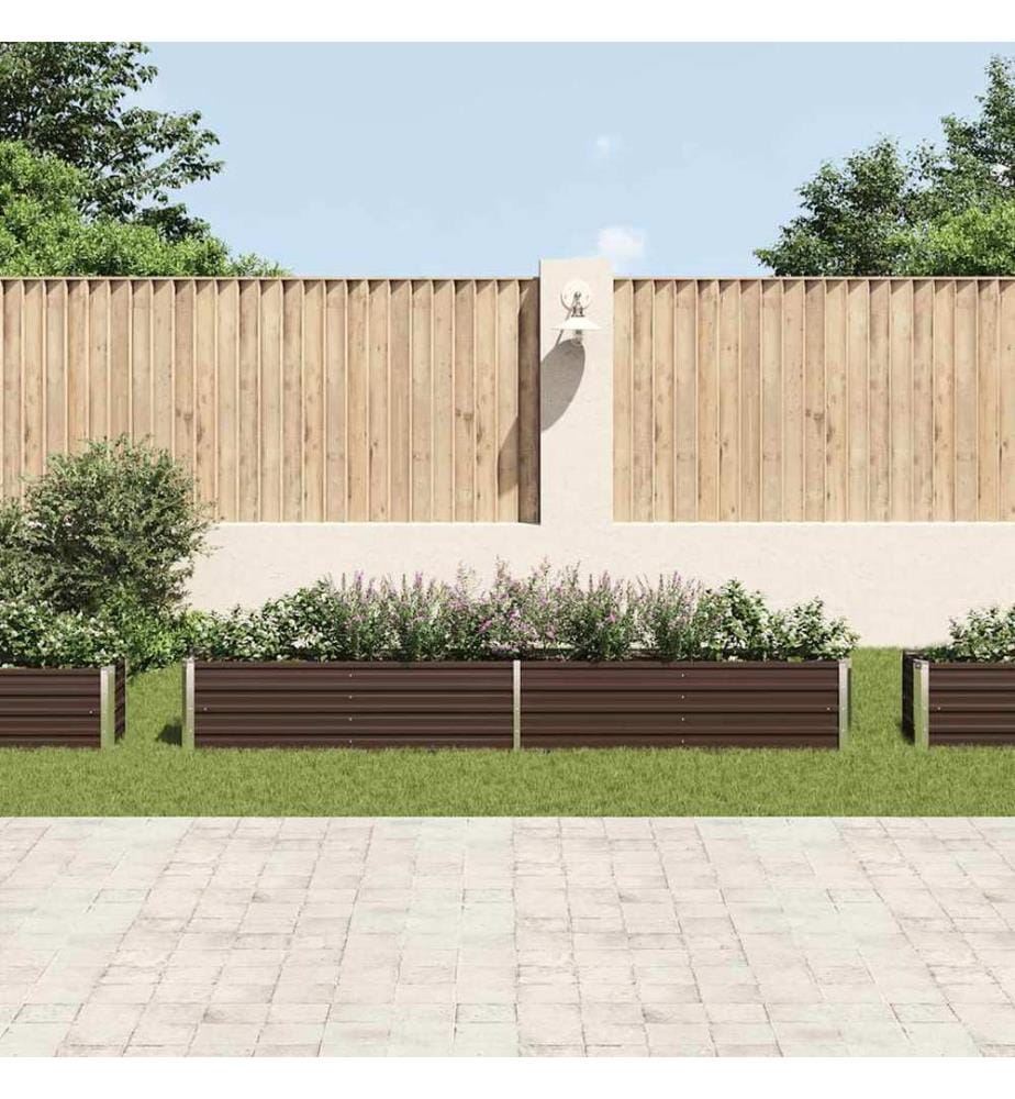 Lit surélevé de jardin Acier galvanisé 320x40x45 cm Marron