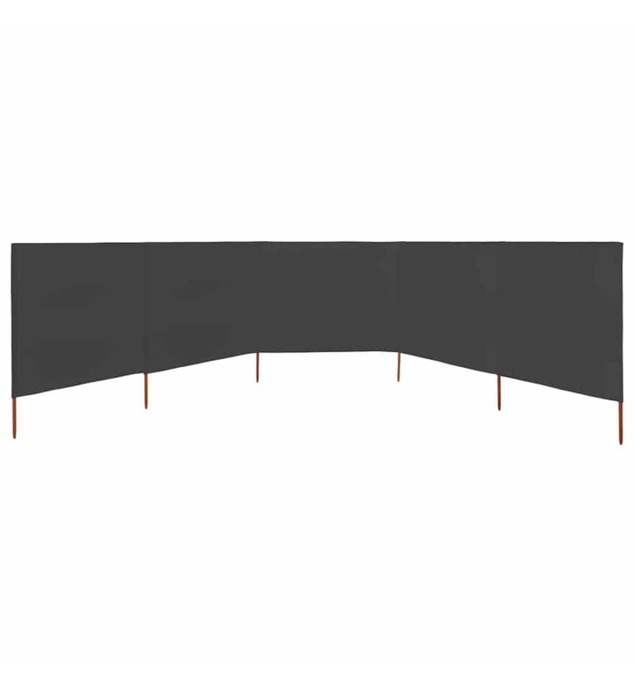 5-teiliges Windschutzgewebe 600 x 80 cm Anthrazit