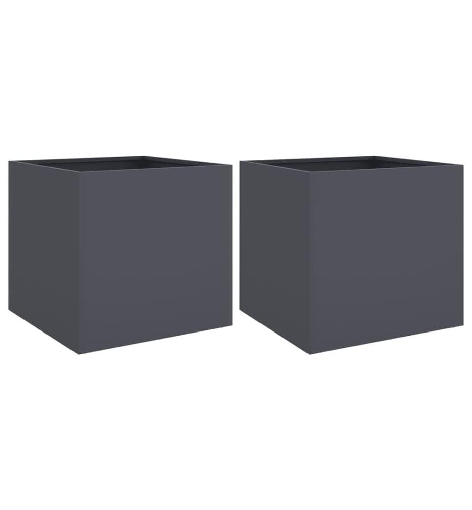 Jardinières 2 pcs anthracite 42x40x39 cm acier