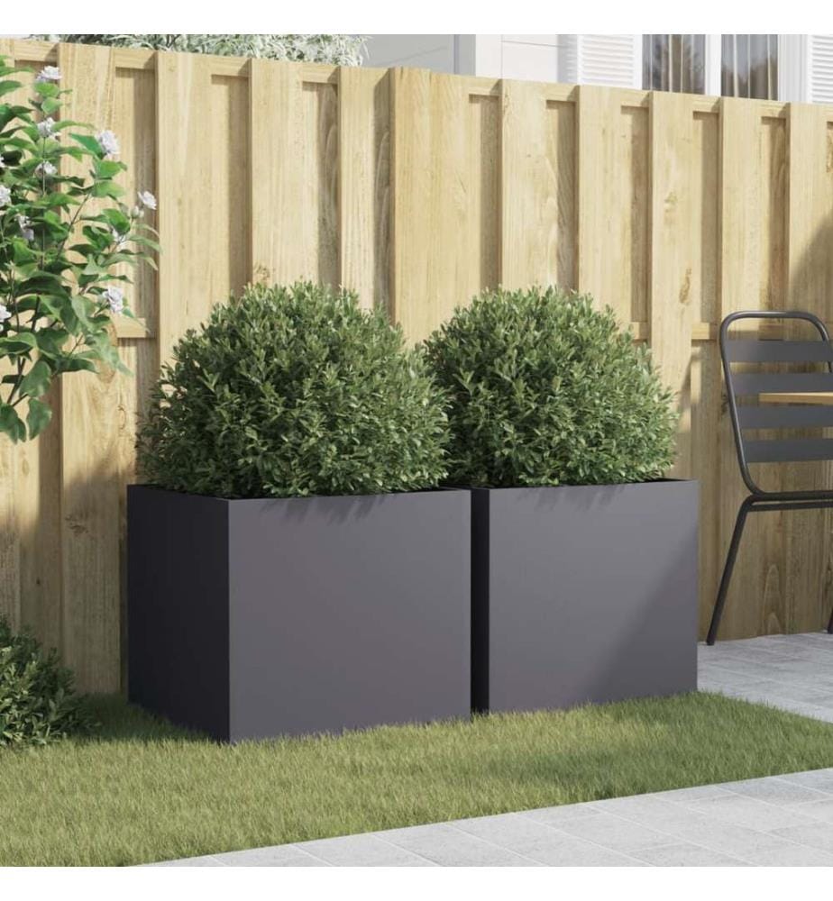 Jardinières 2 pcs anthracite 49x47x46 cm acier