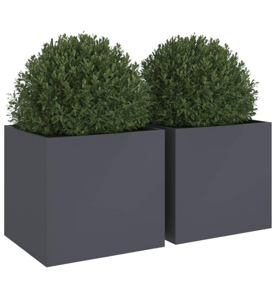 Jardinières 2 pcs anthracite 49x47x46 cm acier