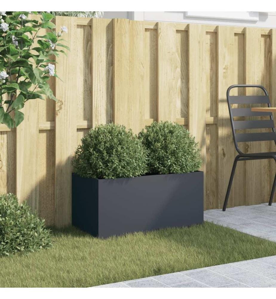 Jardinière anthracite 62x30x29 cm acier