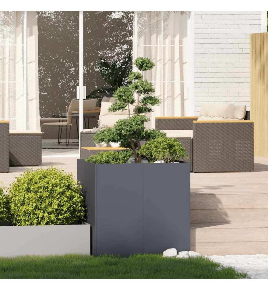 Pflanzgefäss Anthrazit 80x80x80 cm Stahl