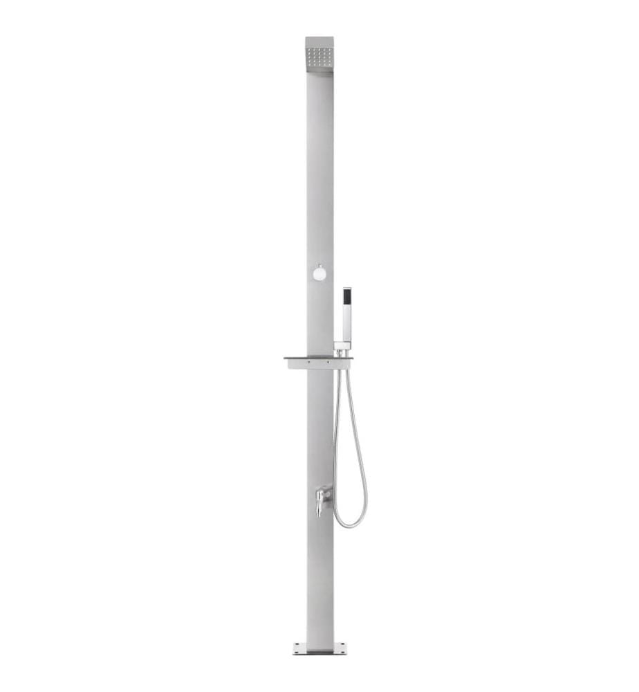 Gartendusche mit Brauner Bodenplatte 225 cm Edelstahl