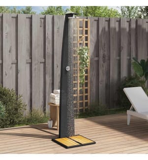Gartendusche Schwarz 55x60x224 cm Poly Rattan und Akazienholz