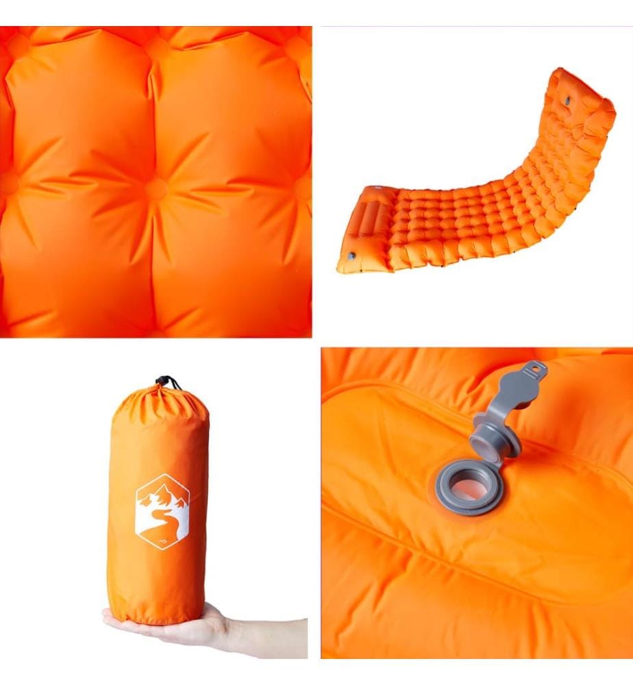 Selbstaufblasende Isomatte mit Kissen Orange