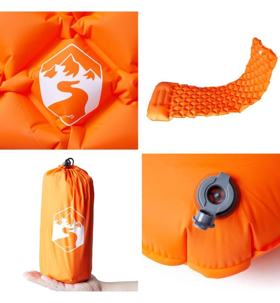 Aufblasbare Isomatte mit Kissen Orange