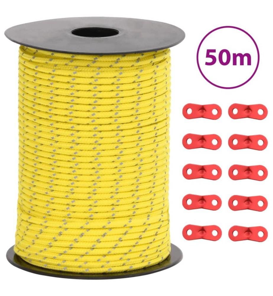 Zeltleine Reflektierend mit Seilspannern 50 m 3 mm