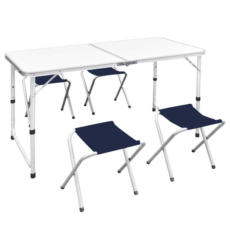 Ensemble de table pliable de camping et 4 tabourets 120x60 cm