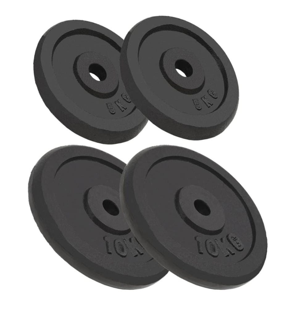 Plaque de poids 4 pcs 2 x 10 kg + 2 x 5 kg Fonte