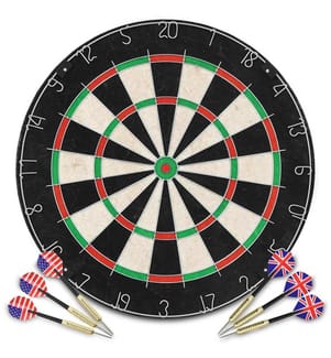Jeu de cibles professionnel en sisal avec 6 fléchettes