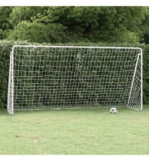 Fussballtor mit Netz Weiss 366x122x182 cm Stahl