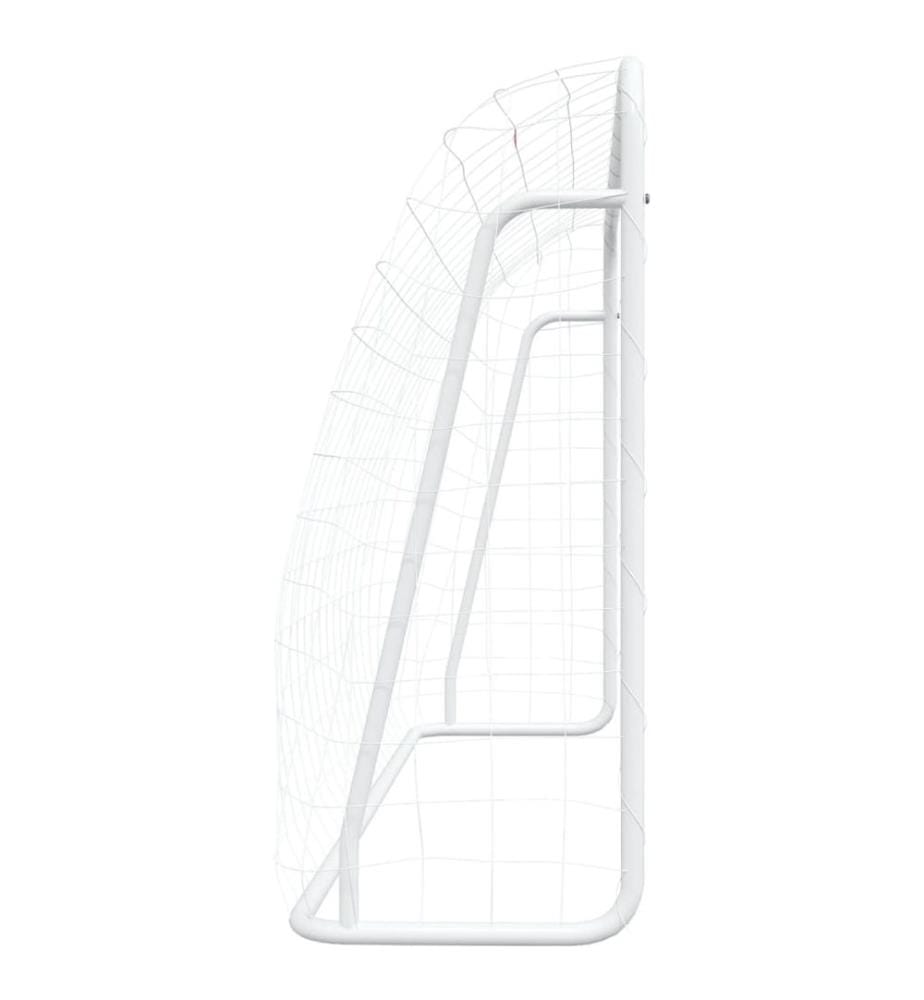 Fussballtor mit Netz Weiss 214x75x152 cm Stahl & Polyester