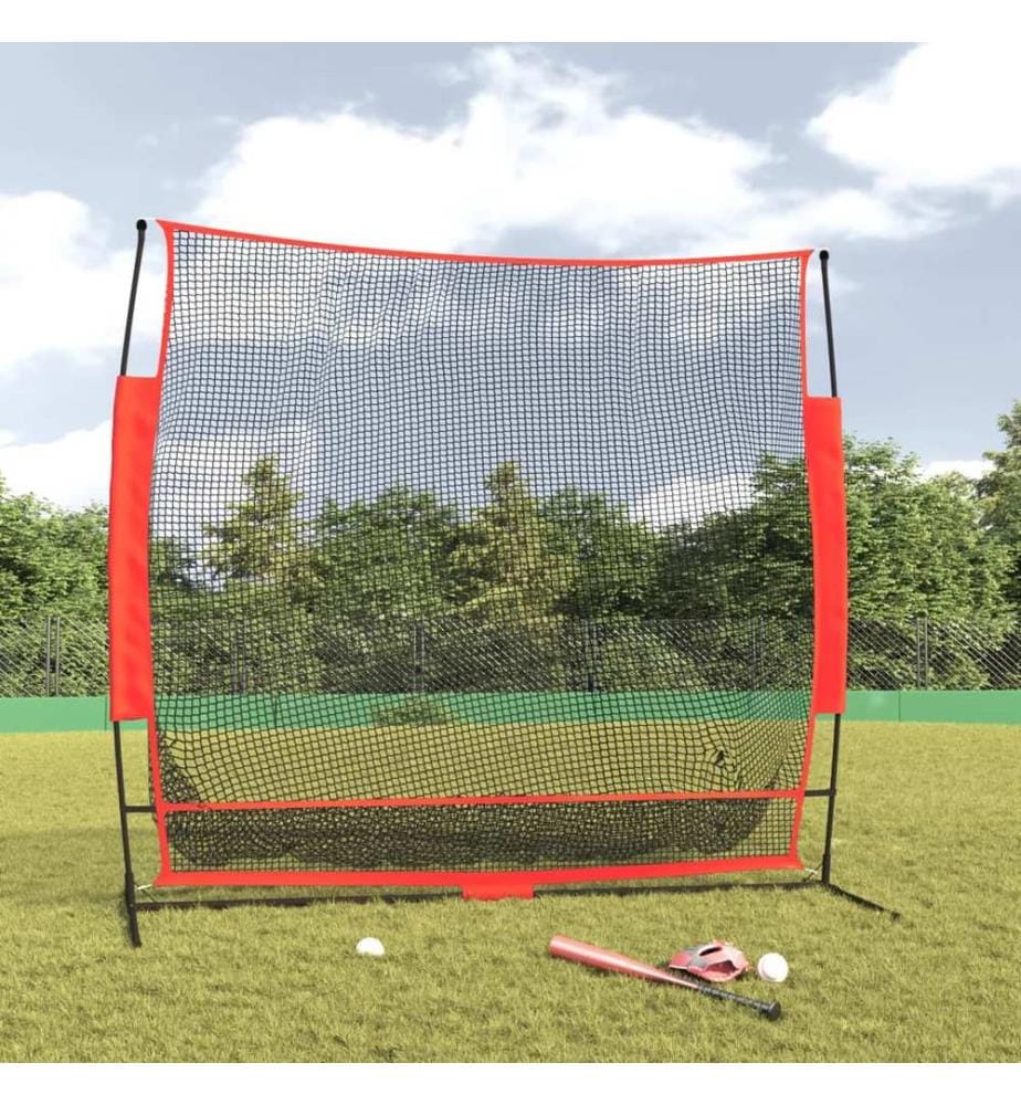 Baseball-Netz Tragbar Schwarz und Rot 215x107x216 cm Polyester