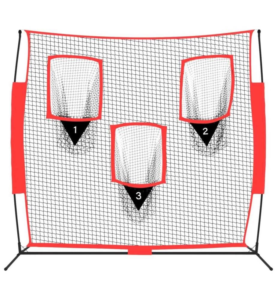 Baseball-Netz Tragbar Schwarz und Rot 183x105x183 cm Polyester