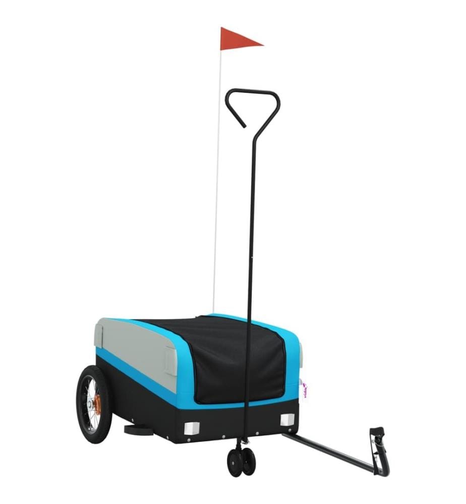 Fahrradanhänger Schwarz und Blau 30 kg Eisen