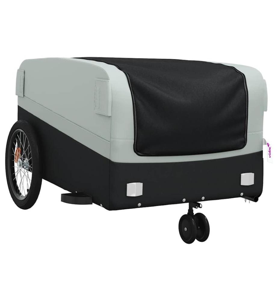 Fahrradanhänger Schwarz und Grau 45 kg Eisen