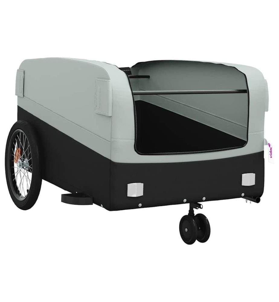 Fahrradanhänger Schwarz und Grau 45 kg Eisen