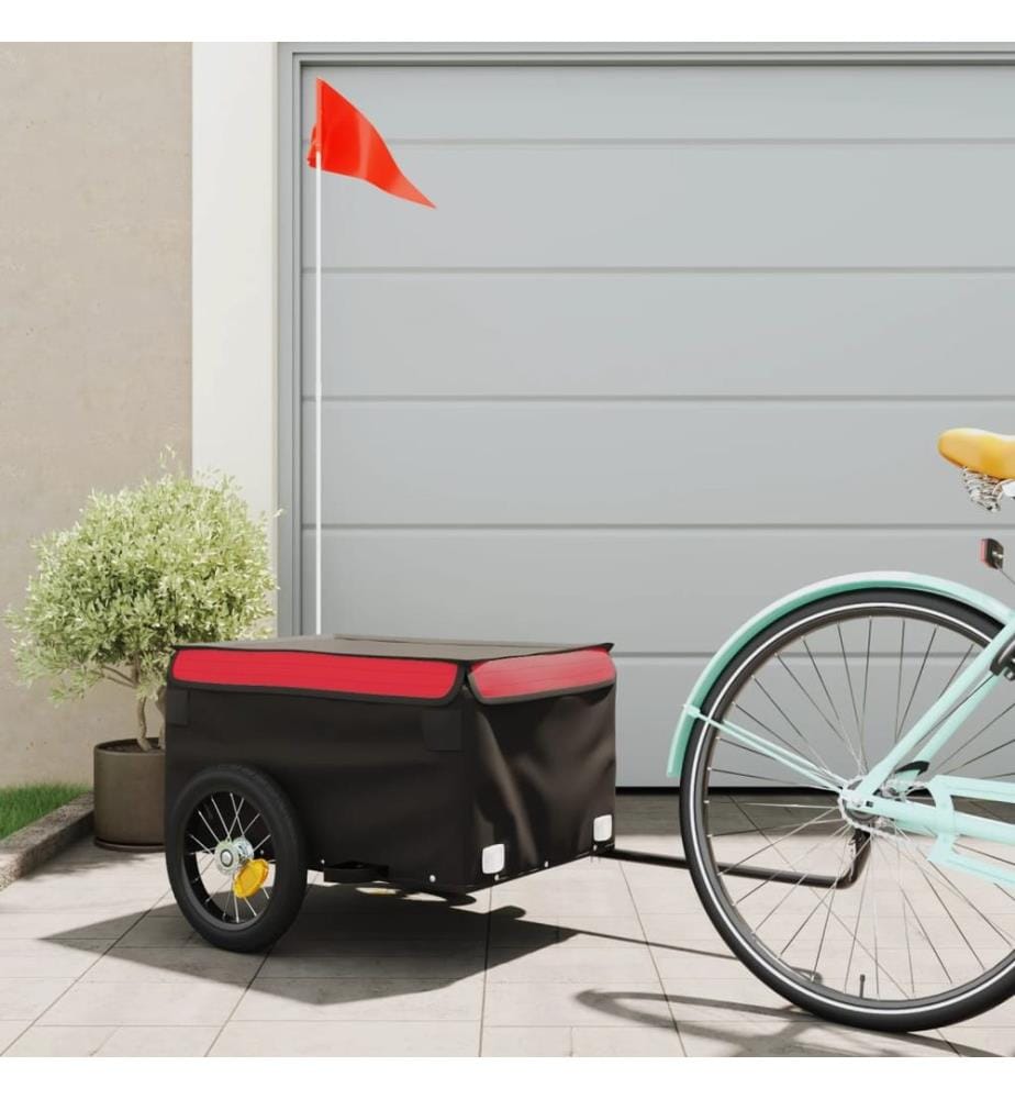 Remorque de vélo noir et rouge 30 kg fer