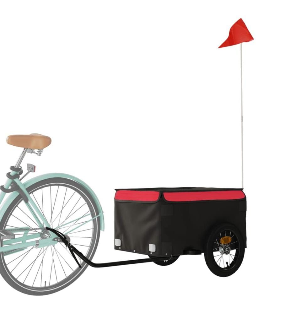 Remorque de vélo noir et rouge 30 kg fer