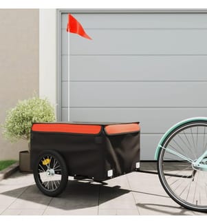 Remorque de vélo noir et orange 45 kg fer