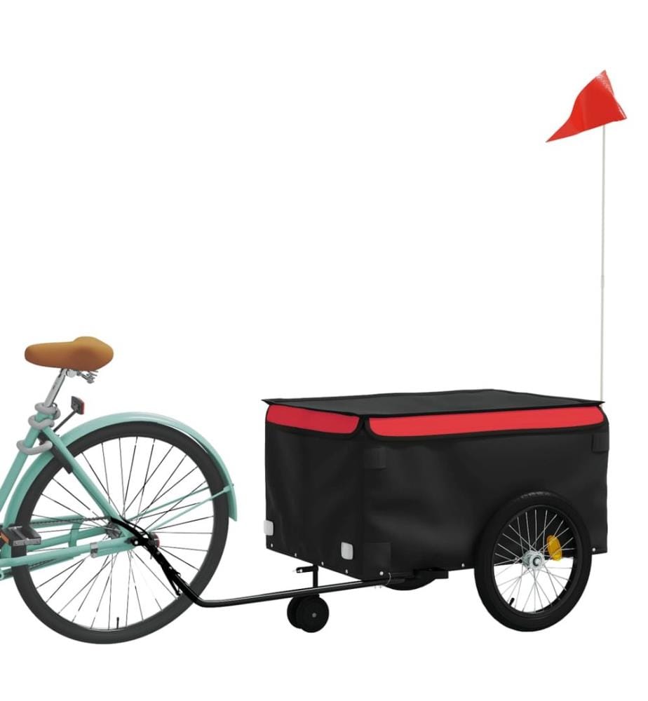 Fahrradanhänger Schwarz und Rot 45 kg Eisen