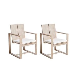 Lot de 2 chaises de jardin avec coussins AZZANELLO Acacia Blanc cassé