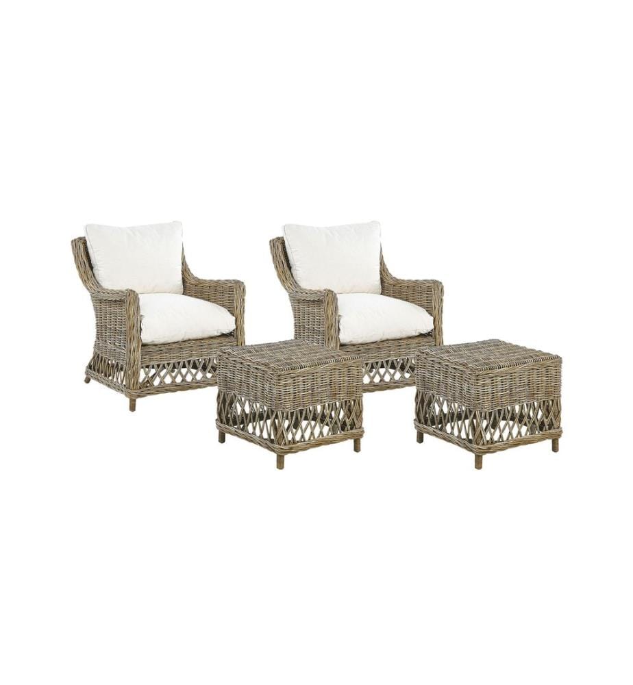 Lot de 2 fauteuils de jardin avec coussins RIBOLLA Rotin Naturel