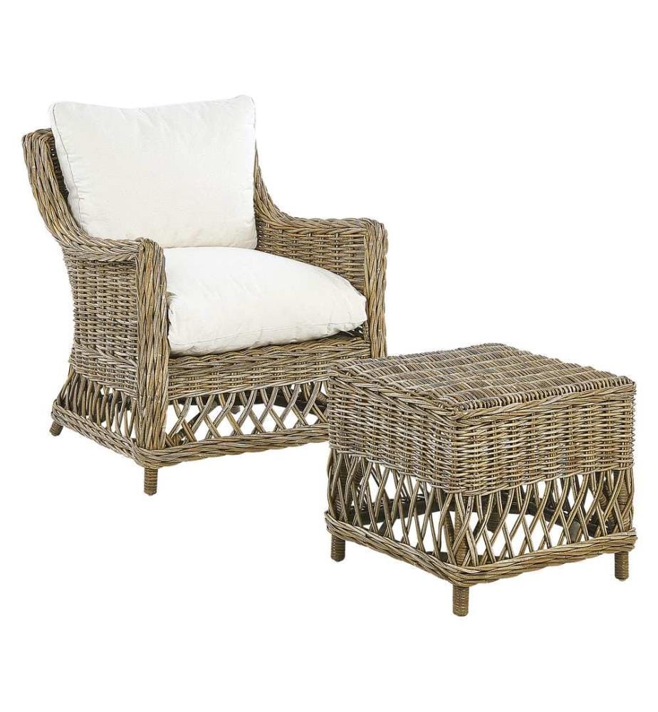 Lot de 2 fauteuils de jardin avec coussins RIBOLLA Rotin Naturel