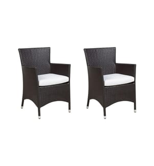 Lot de 2 chaises de jardin avec coussins ITALY Marron foncé