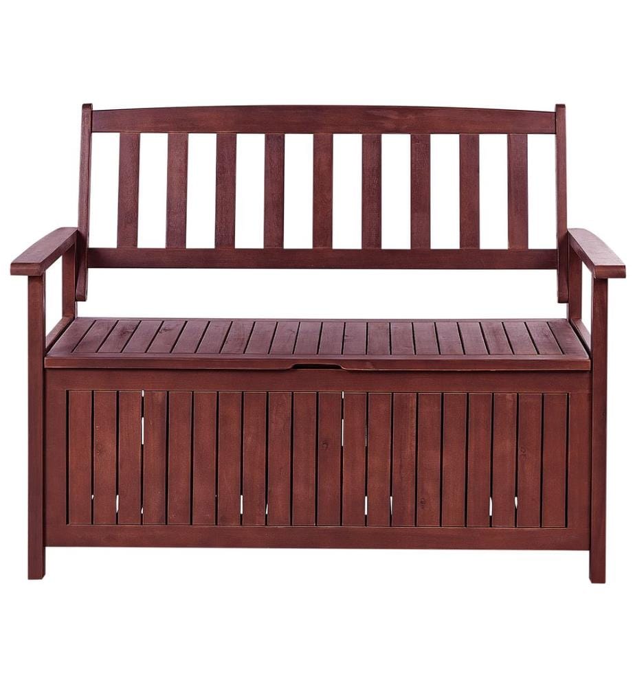 Panca da giardino con cuscino SOVANA 120 cm con contenitore Legno d'acacia Rosso