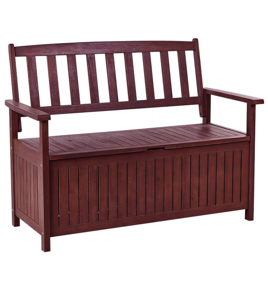 Panca da giardino con cuscino SOVANA 120 cm con contenitore Legno d'acacia Rosso