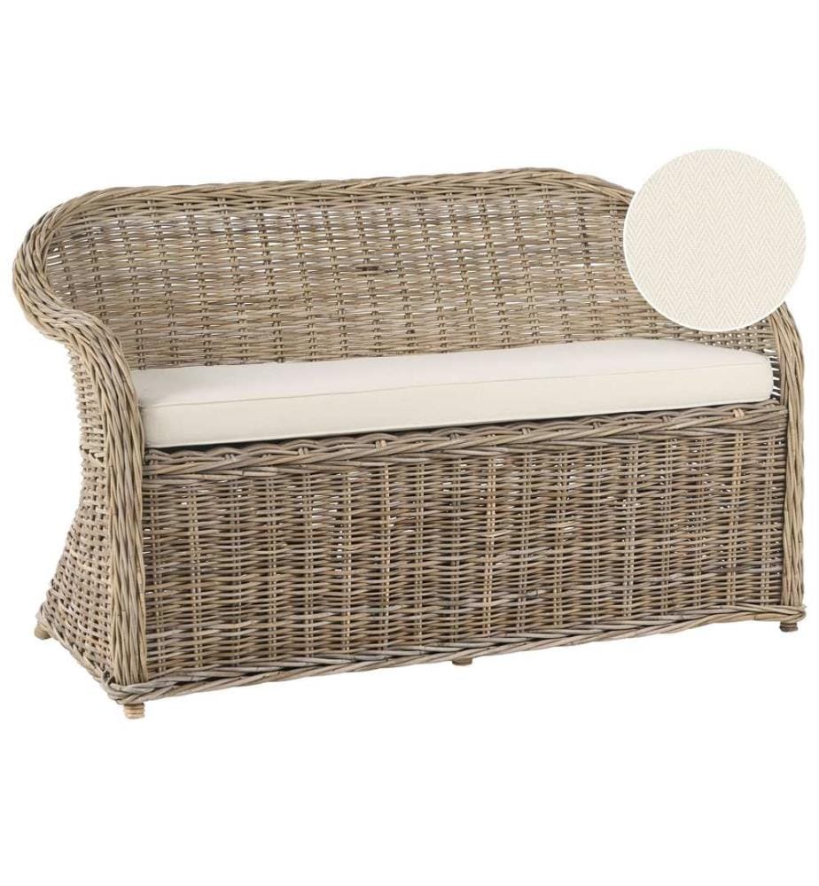 Panca da giardino con cuscino SUSUA 141 cm Rattan Naturale