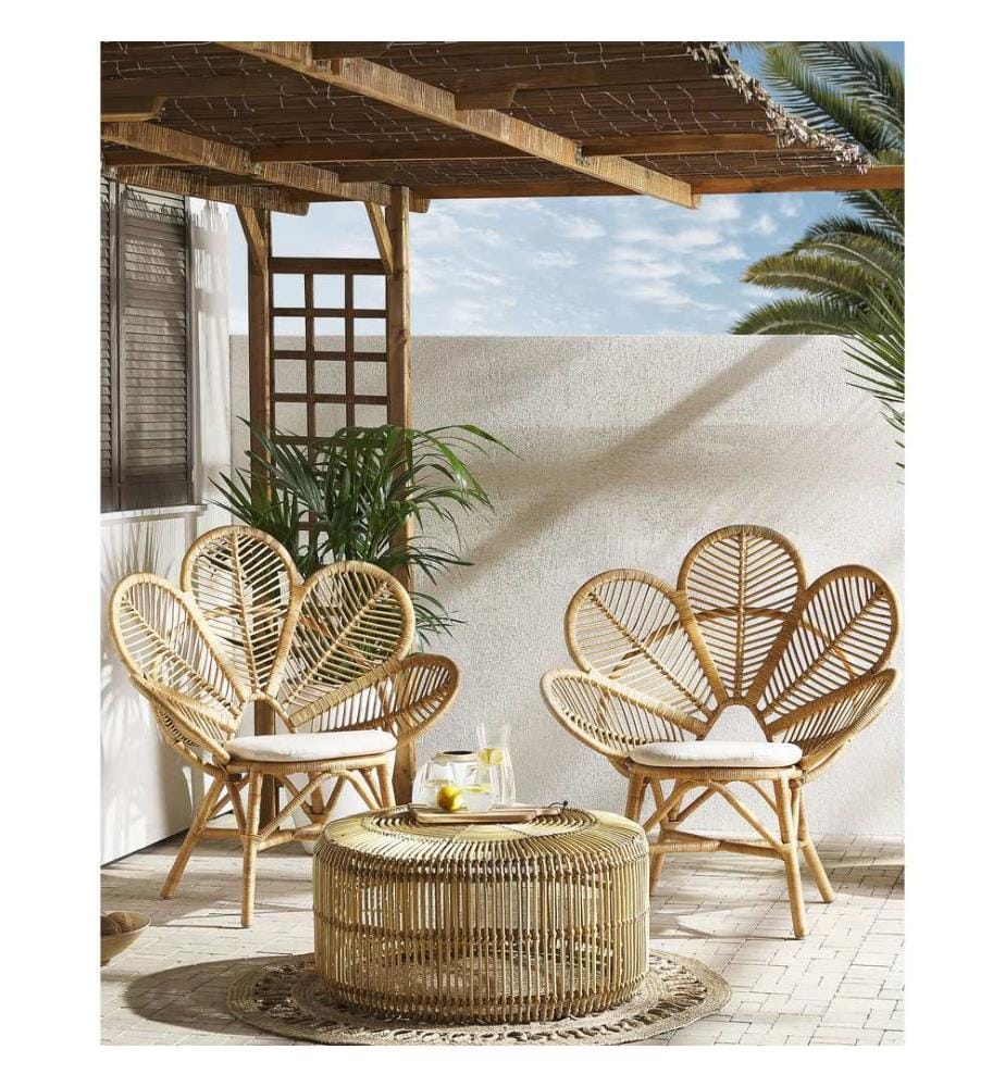 Lot de 2 chaises paon FLORENTINE Rotin Naturel