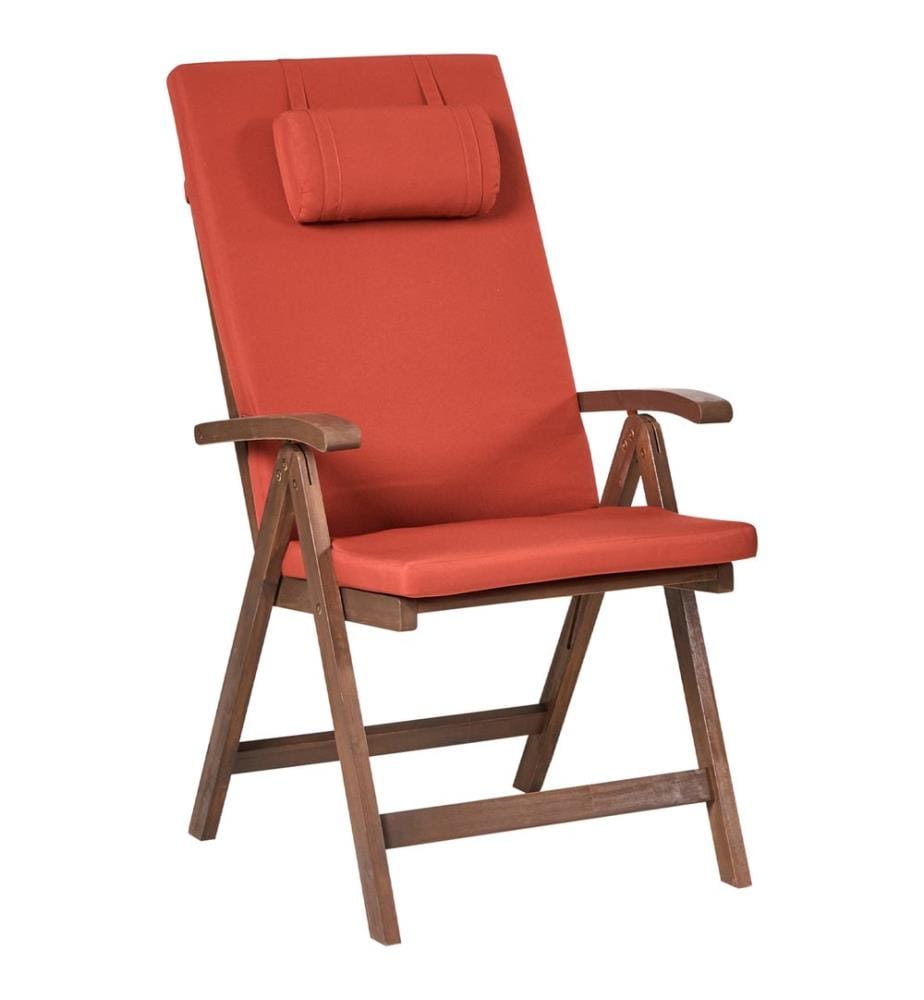 Set mit 2 Stühlen und Sitzkissen AMANTEA PREMIUM Akazienholz Rot