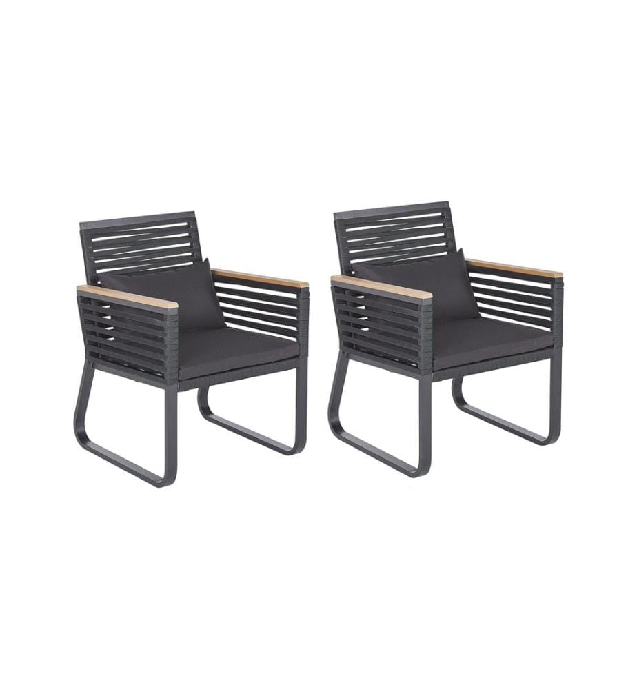 Set mit 2 Stühlen und Sitzkissen CANETTO Metall Schwarz