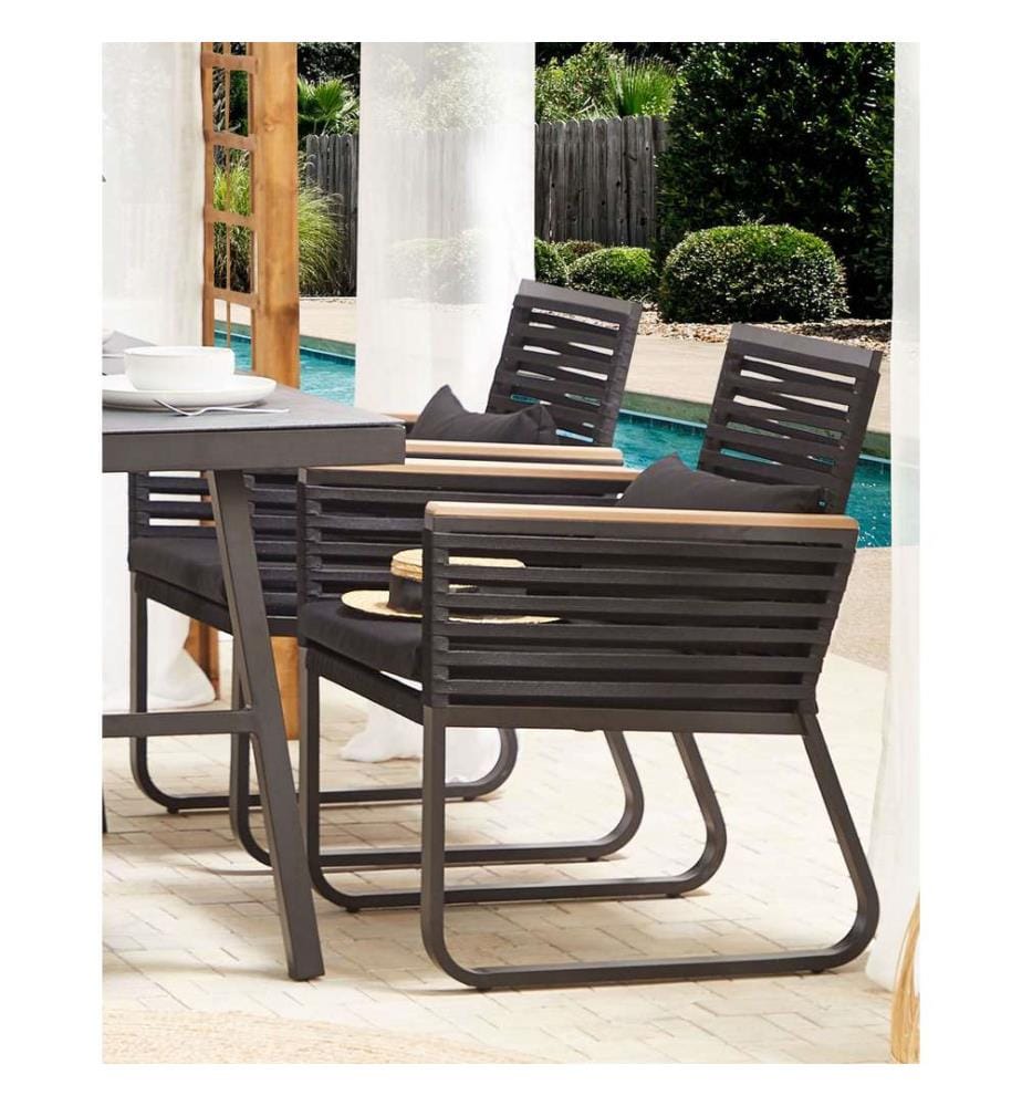 Set mit 2 Stühlen und Sitzkissen CANETTO Metall Schwarz