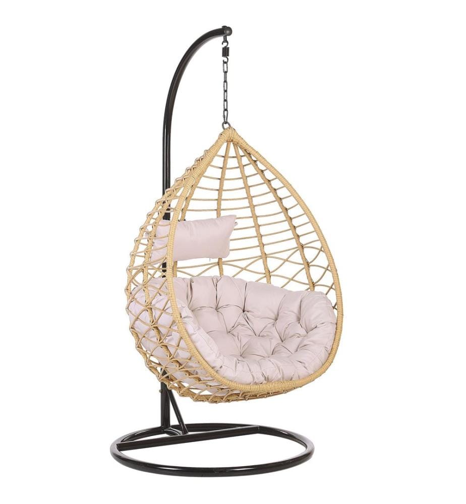 Hängesessel mit Gestell ARSITA Polyrattan Naturfarben