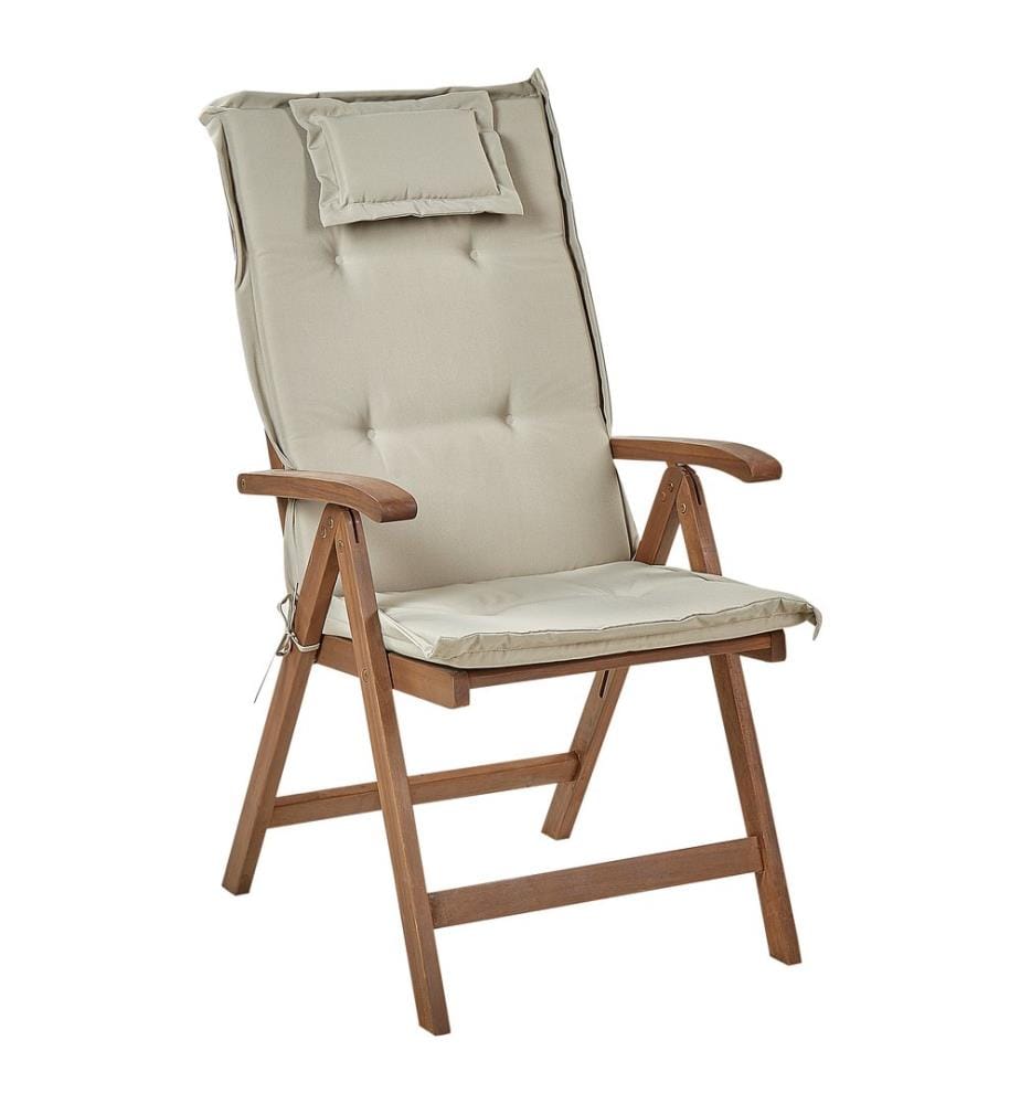Set mit 6 Stühlen und Sitzkissen AMANTEA Akazienholz Taupe