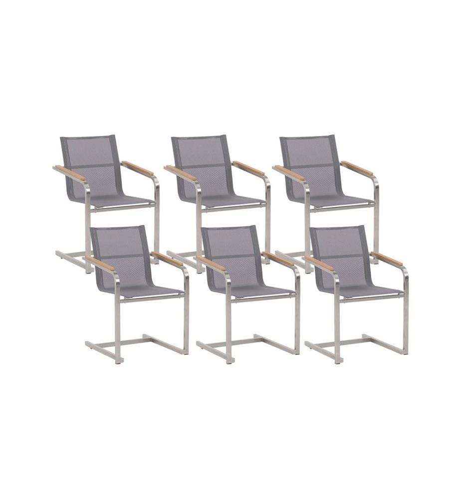 Gartenstuhl 6er Set COSOLETO Edelstahl Grau