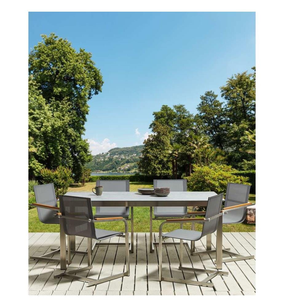 Gartenstuhl 6er Set COSOLETO Edelstahl Grau