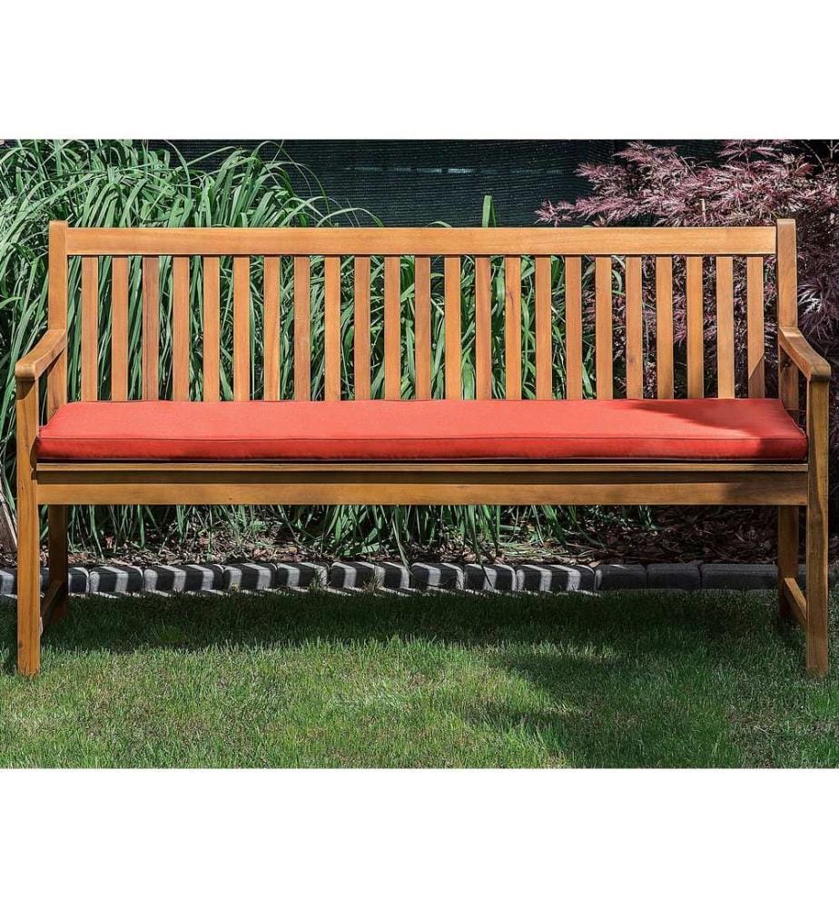 Panca da giardino con cuscino VIVARA 160 cm Legno di acacia certificato Frassino chiaro Rosso scuro