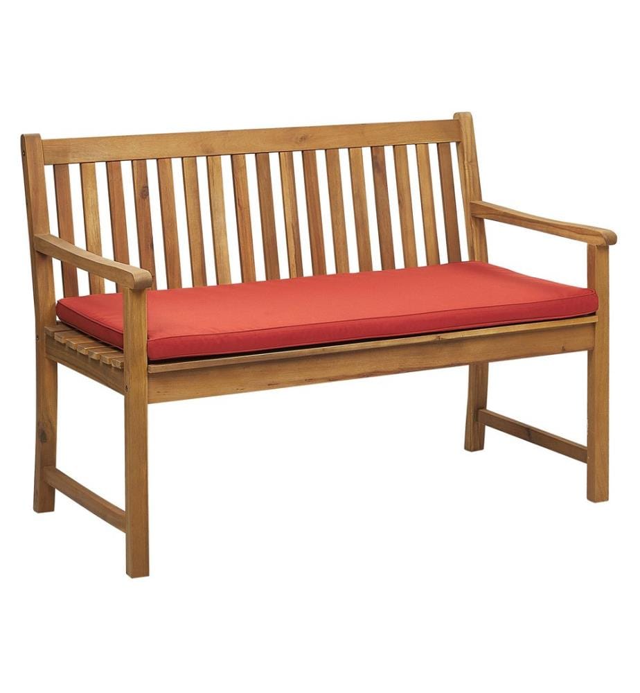 Panca da giardino con cuscino VIVARA 120 cm Legno di acacia certificato Rosso scuro