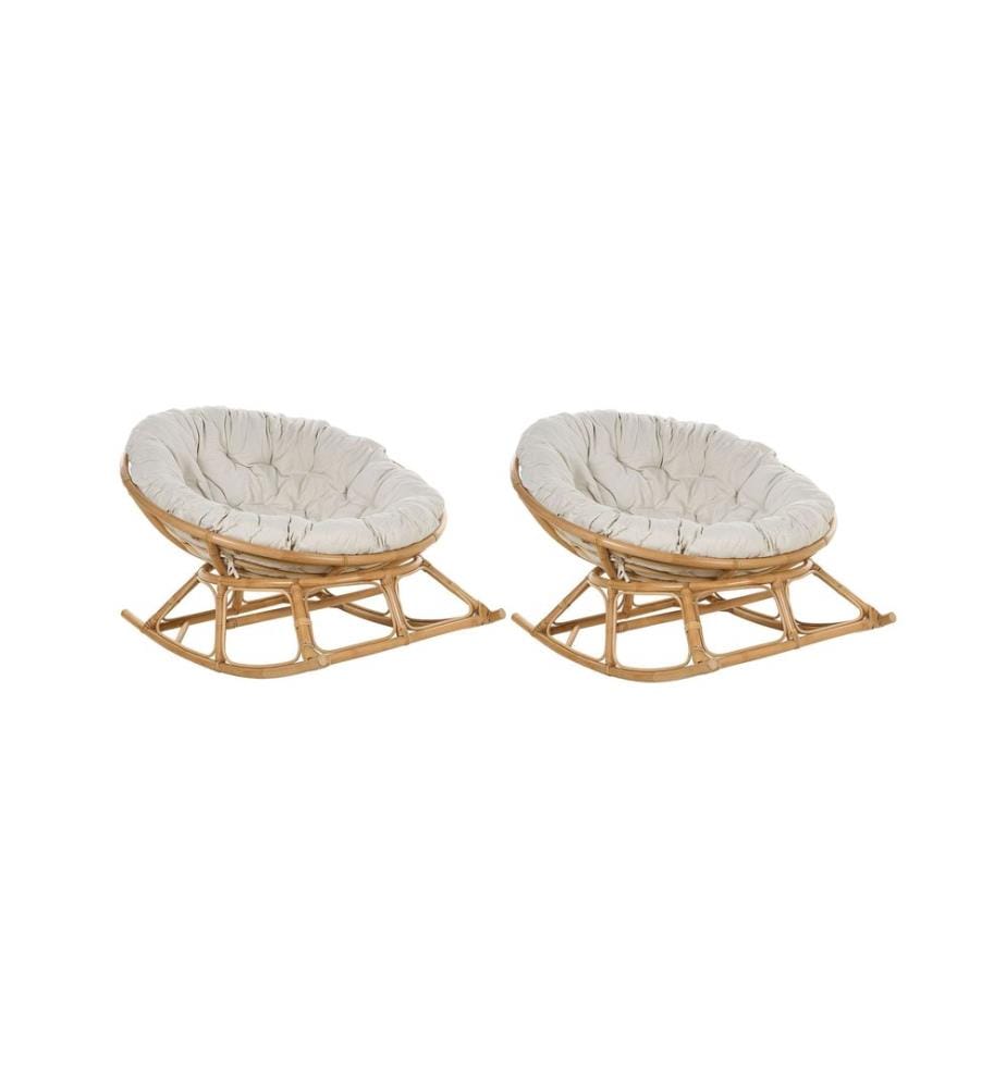 Lot de 2 fauteuils à bascule ORVIETO Rotin Naturel