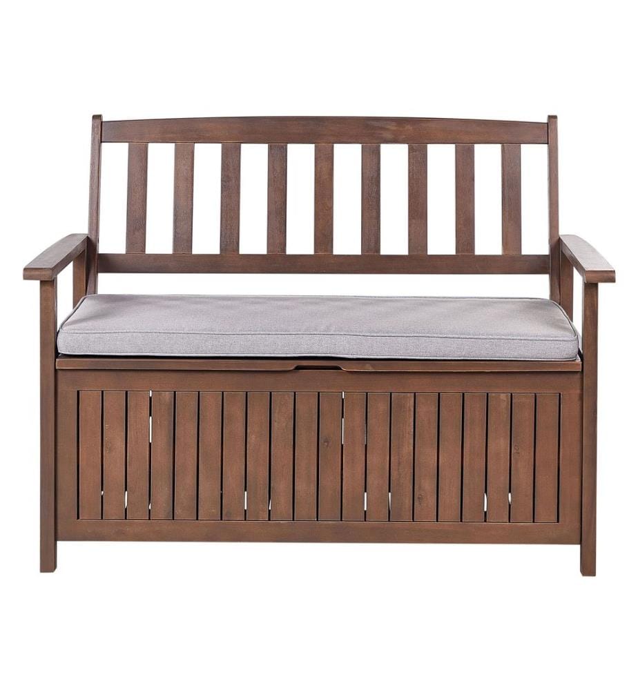 Panca da giardino con cuscino SOVANA 120 cm con contenitore Legno d'acacia Grigio chiaro