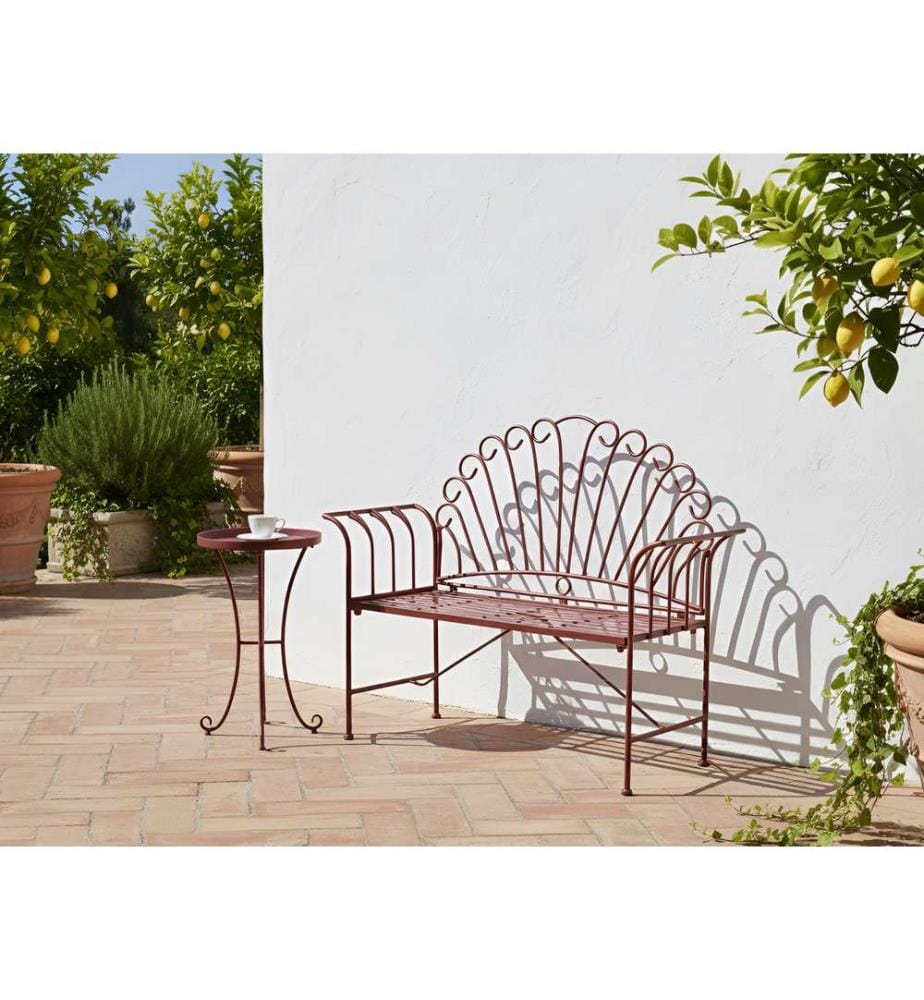 Panchina da giardino CAVINIA 125 cm Metallo Bordeaux
