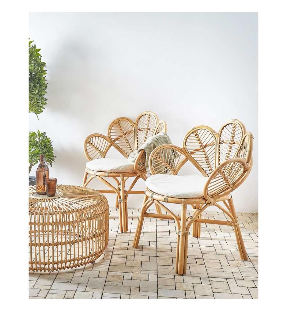 Lot de 2 chaises paon FLORENTINE II Rotin Naturel