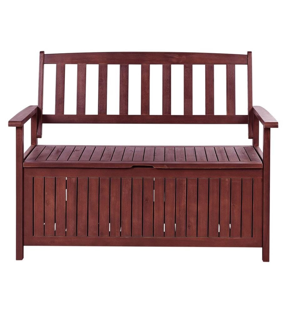 Panchina da giardino SOVANA 120 cm con contenitore Legno d'acacia Rosso scuro