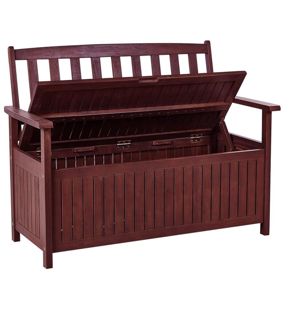 Panchina da giardino SOVANA 120 cm con contenitore Legno d'acacia Rosso scuro